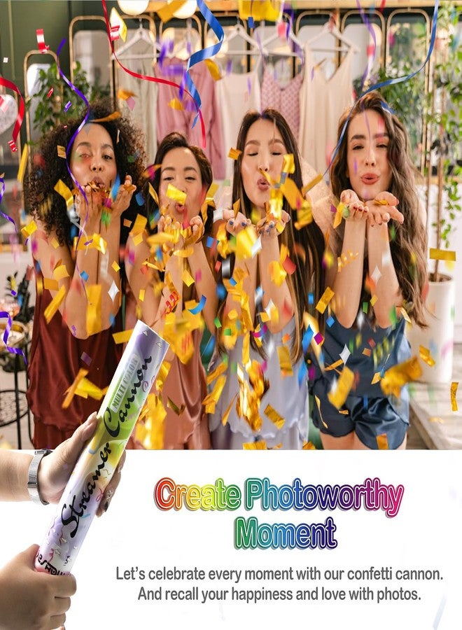YESHOW Streamer Poppers Confetti Cannon, 6Pack YESHOW Shiny Multicolor Streamers Party Poppers for Graduation, Birthday, Wedding - Image 4